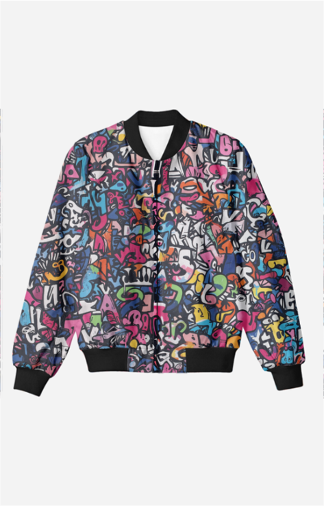 Graffiti Printed Bomber Jacket