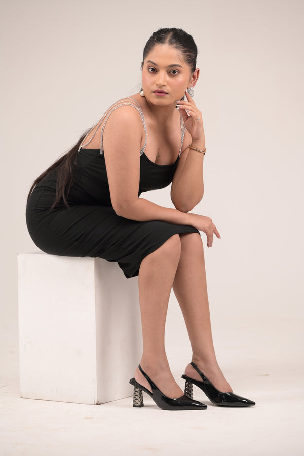 Midnight Glint Midi Dress