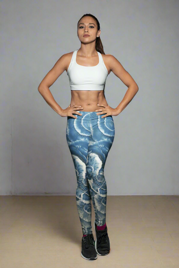 Blue Mirage Floral Printed Gym Leggings