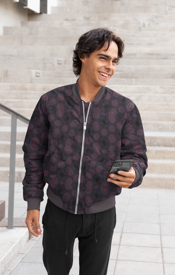 Crimson Nexus Bomber Jacket
