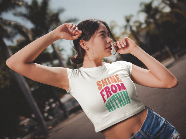 Shine From Within White Female Crop Top
