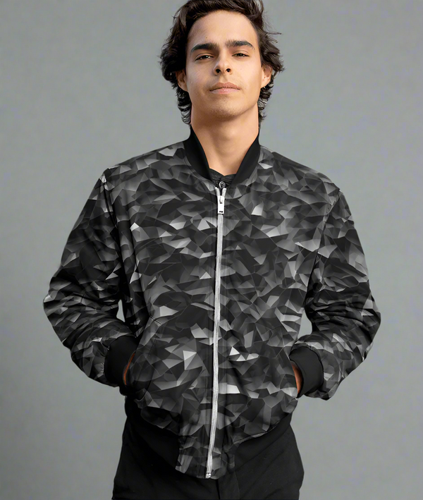 Black Camouflage Print Bomber Jacket Unisex