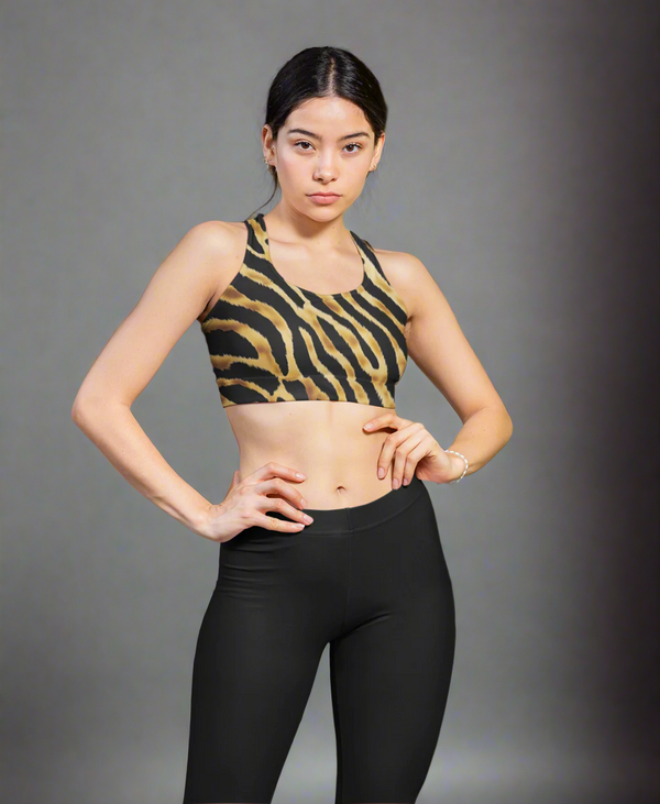 Tigress Striped Performance Sports Bra